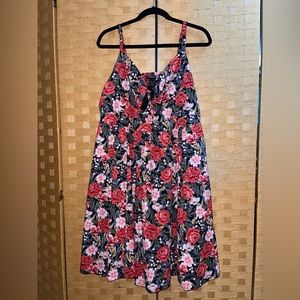 TORRID Floral Print Ribbon Tie Front Puffy Dress